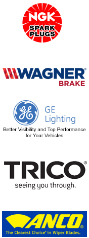 Interstate Batteries, NGK Spark Plugs, Wagner Brake Products, GE Automotive Lighting, Trico, Anco